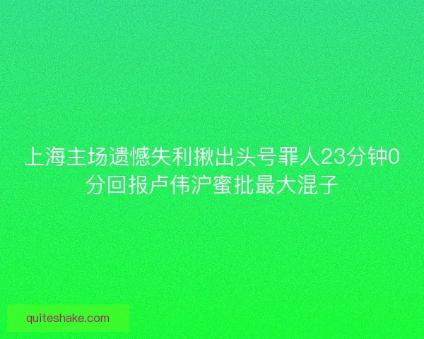 上海主场遗憾失利揪出头号罪人23分钟0分回报卢伟沪蜜批最大混子