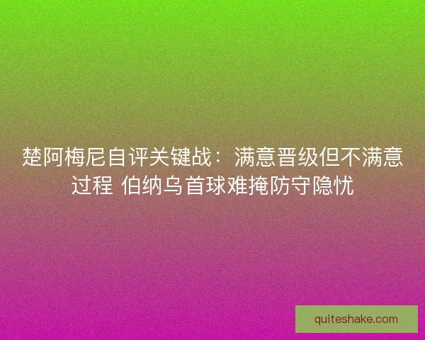 楚阿梅尼自评关键战：满意晋级但不满意过程 伯纳乌首球难掩防守隐忧